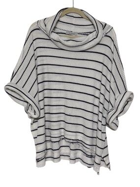 Ces Femme Waffle Turtleneck Short Sleeve Shirt Top size Large